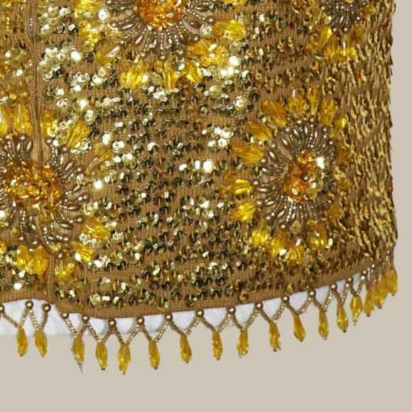 Vintage 1960s Beaded & Sequined Gold Tank Top by Harilela's - Picture 9 of 11